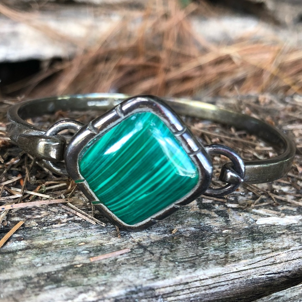 Sterling Mexico malachite bracelet
